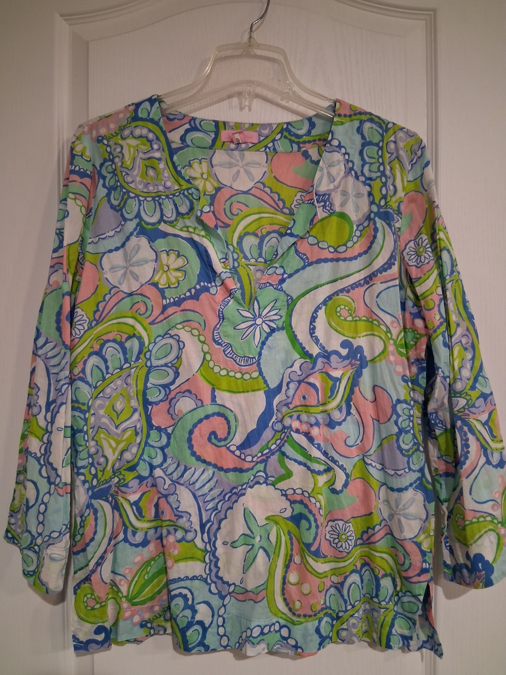 Lilly Pulitzer Pastel Paisley V-Neck Tunic - Blue, Green, Pink